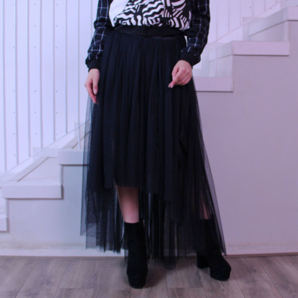 Fancy Belt Long Skirt With Tulle-2MADISONAVENUE.COM (3937429094442)