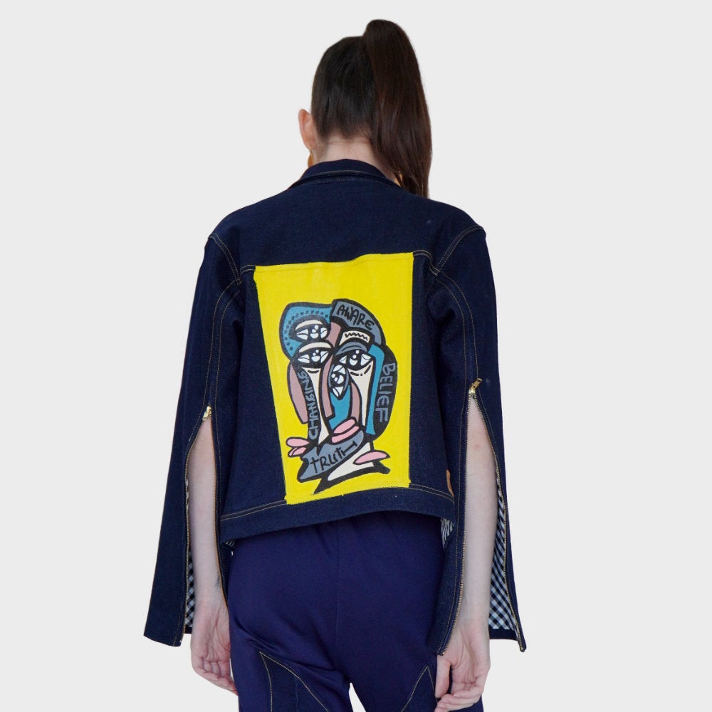Signature Hand Painted Denim Jacket by Aji Dewam (6602464002071)