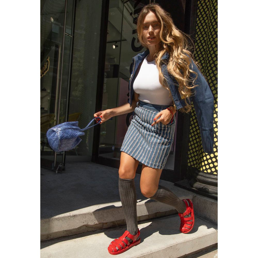 Vivify Denim Skirt With MetalicAccent (4329869180951)