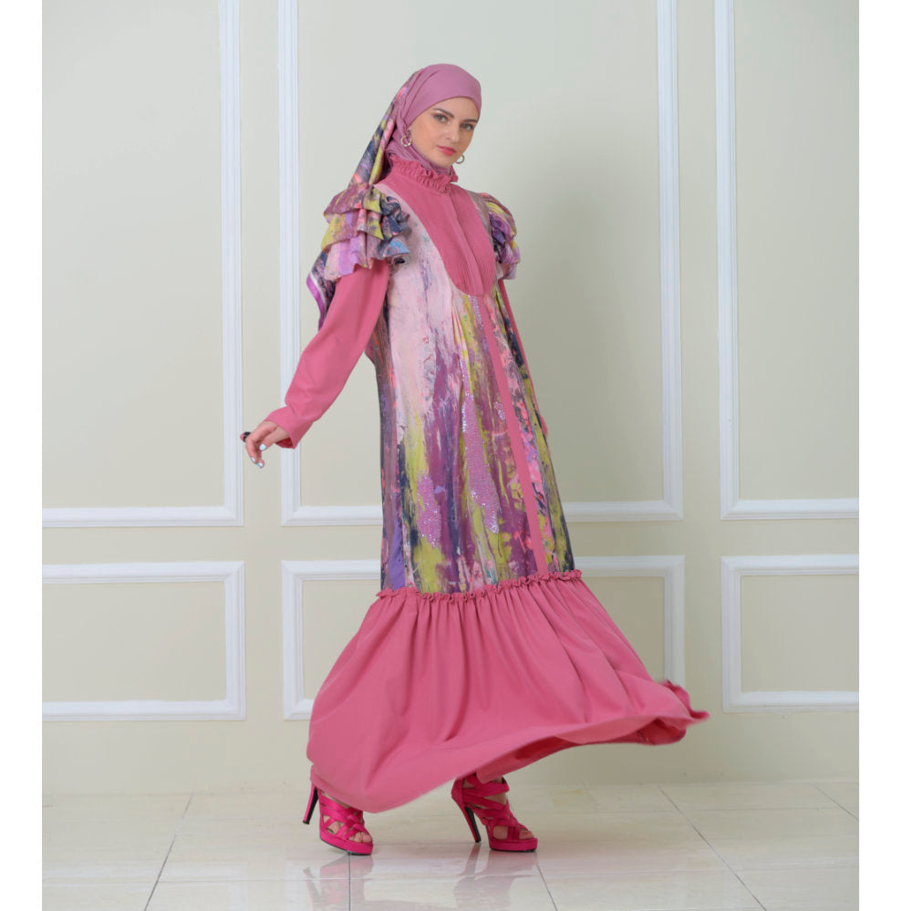 Hasna dress With Abstract Purple Reminiscence (6546986532887)