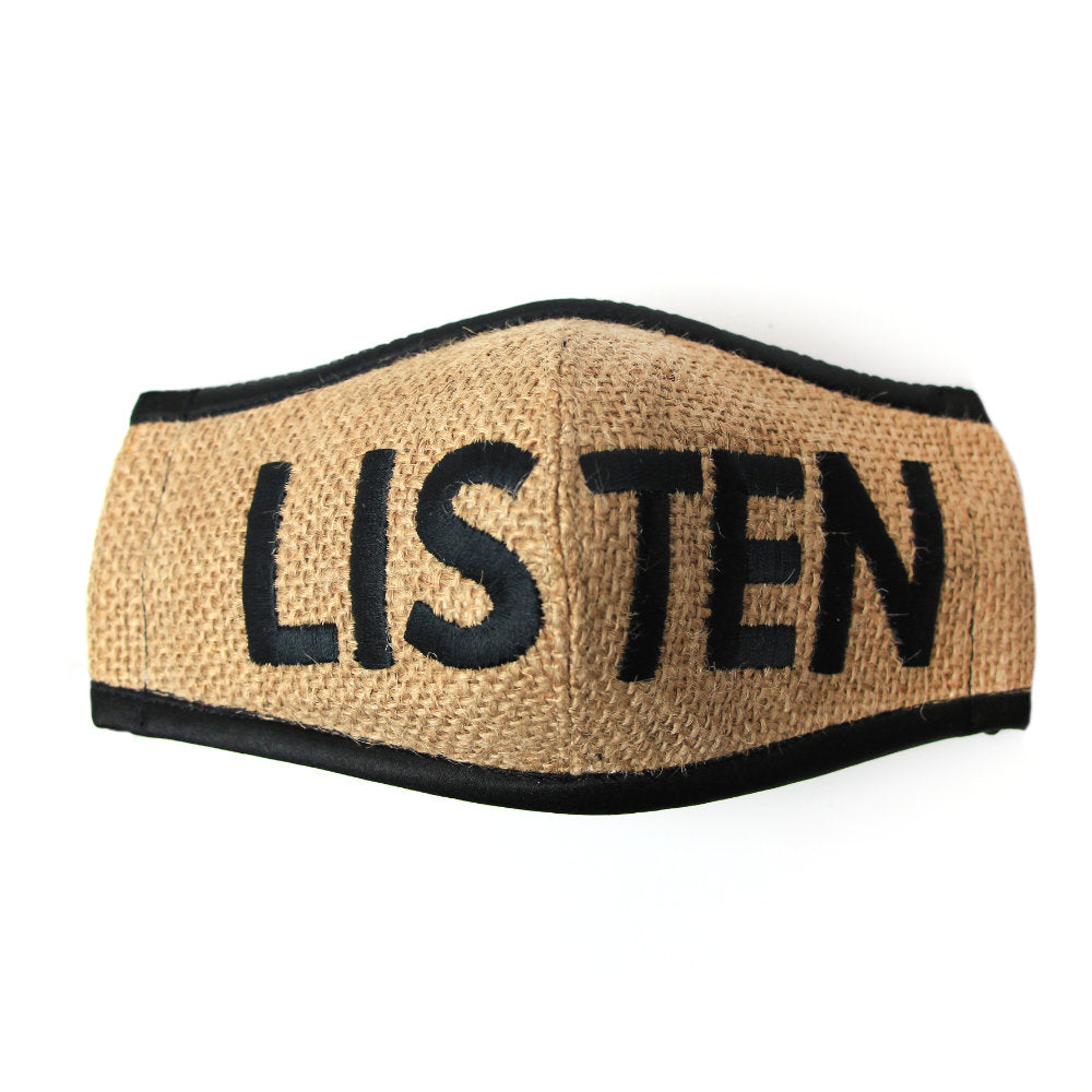 Listen Recycled Sack Facemask (6535926480919)