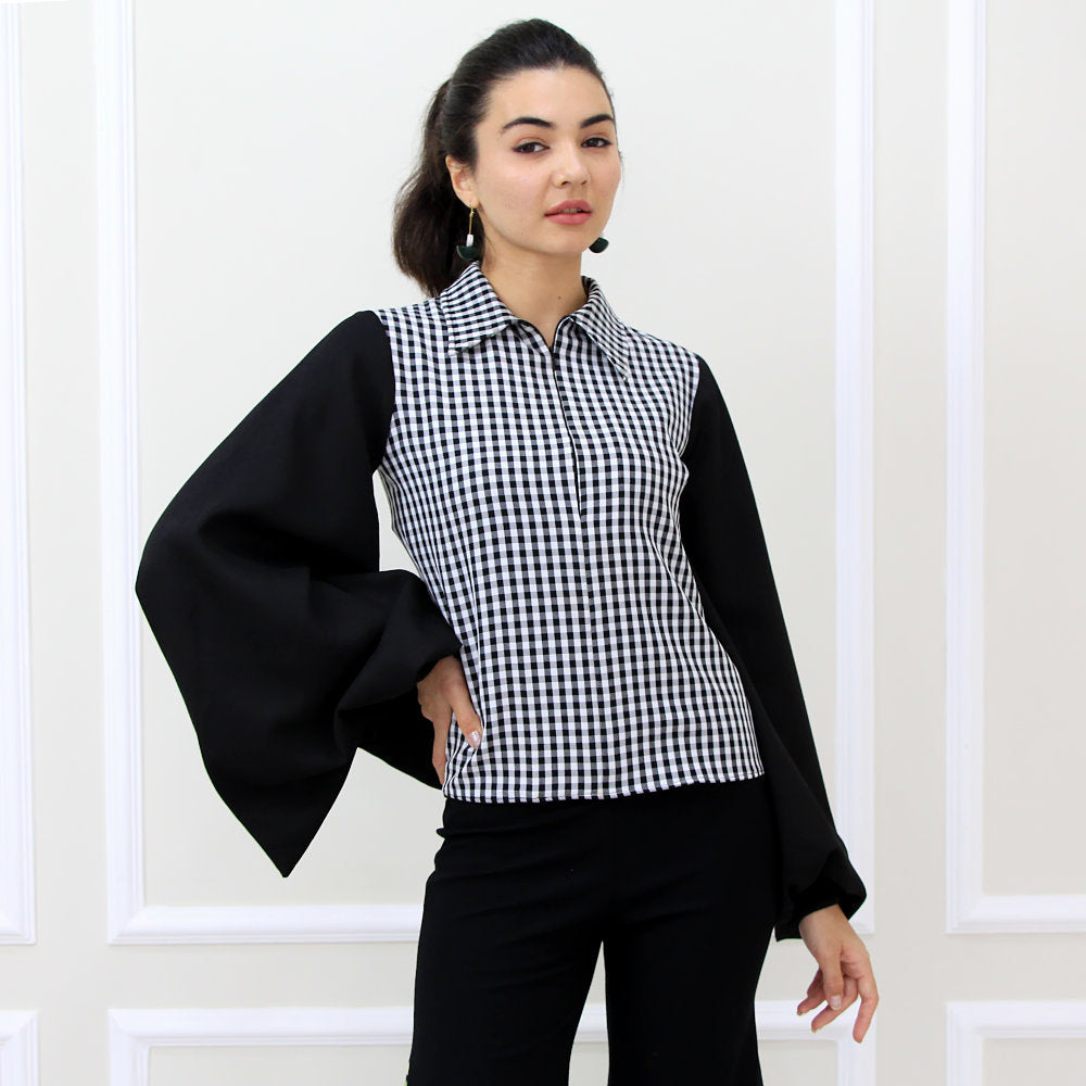 GoUp Top Gingham B/W (6546131779607)