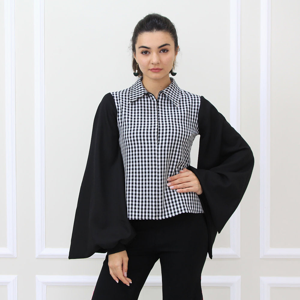 GoUp Top Gingham B/W (6546131779607)