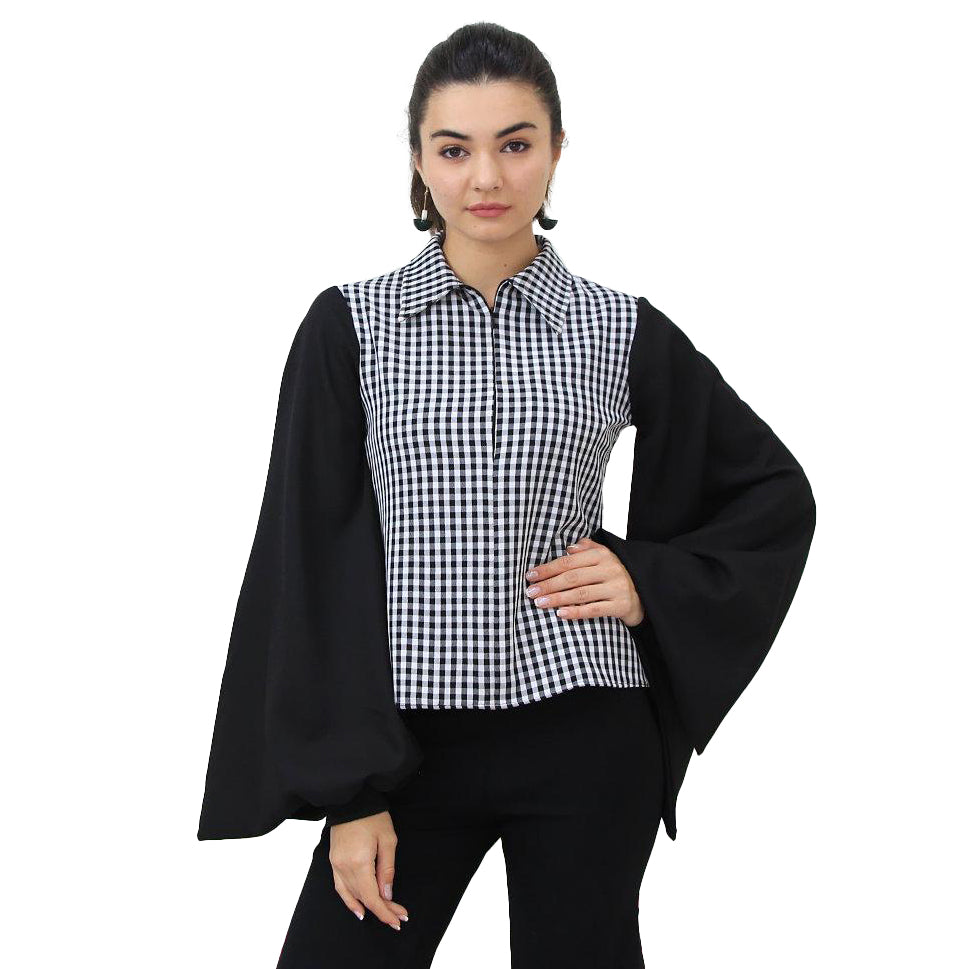 Gingham Reminiscence GoUp Top B/W (6546131779607)