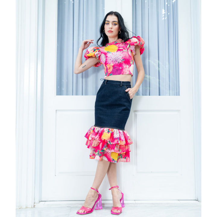 Flower Passion Carrie Denim Skirt (6861047889943)