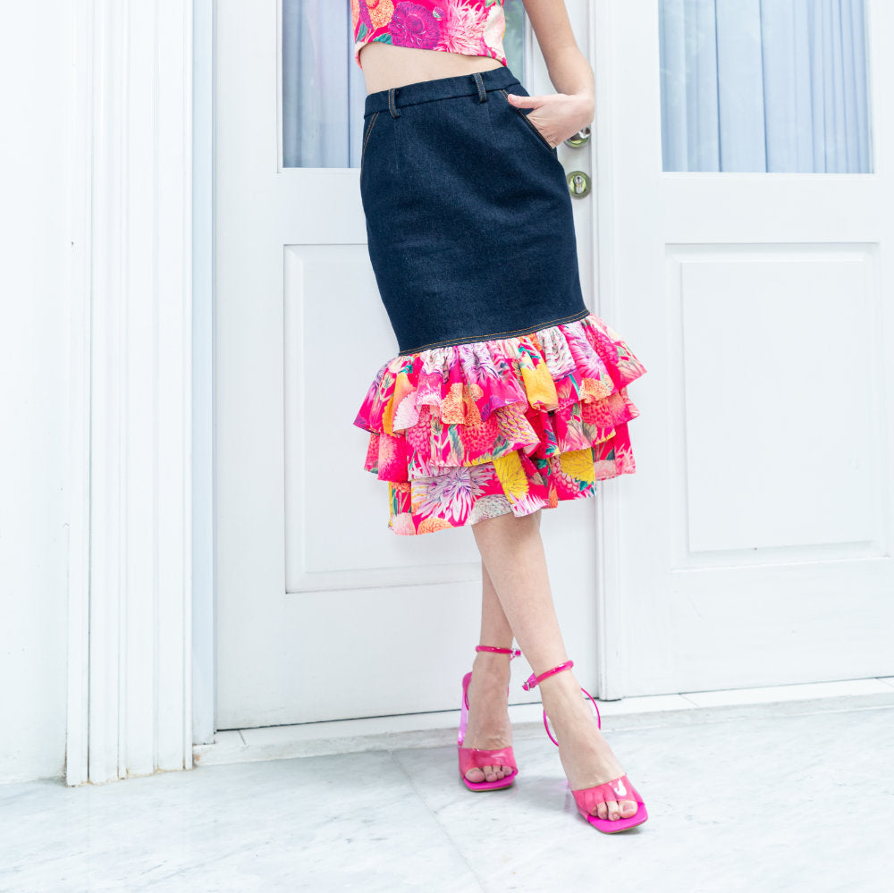 Flower Passion Carrie Denim Skirt (6861047889943)