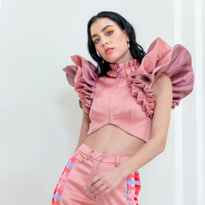 Destiny Rose Gold Cropped Jacket Sleeveles (6832746790935)