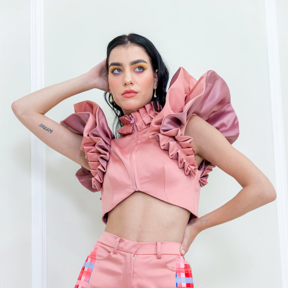 Destiny Rose Gold Cropped Jacket Sleeveles (6832746790935)