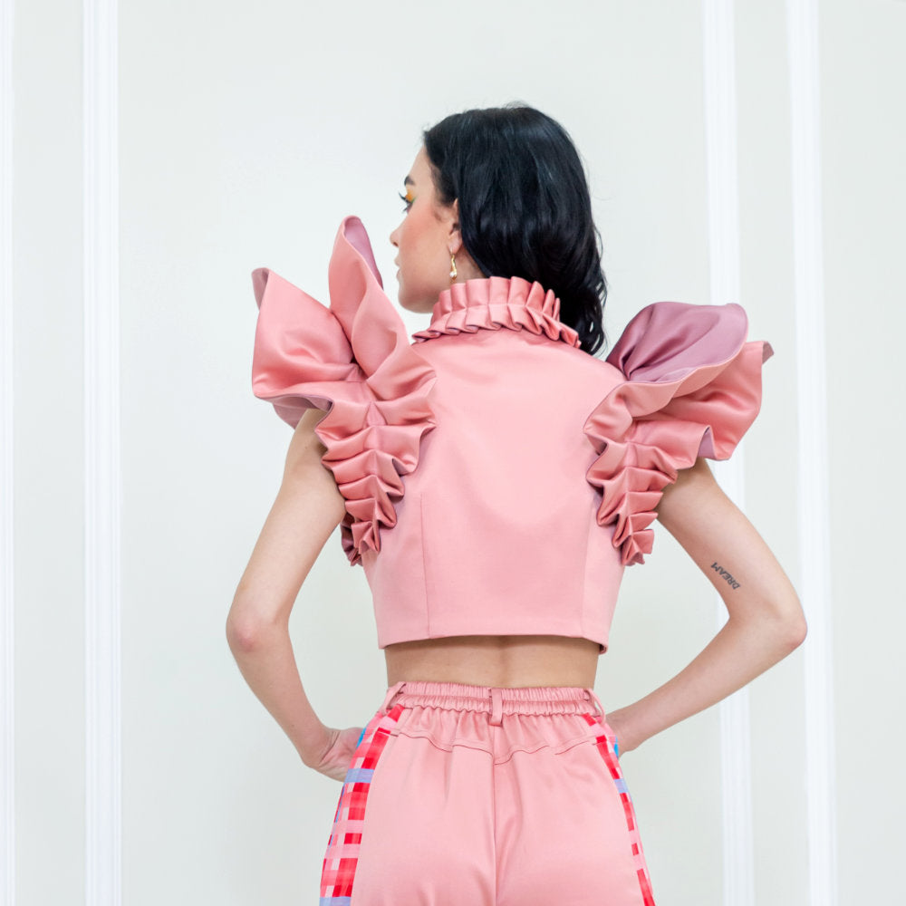 Destiny Rose Gold Cropped Jacket Sleeveles (6832746790935)
