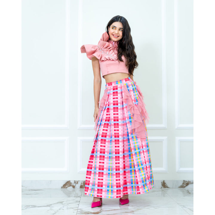 Gingham Passion Kahlo Fancy Long Ball Skirt (6832745021463)