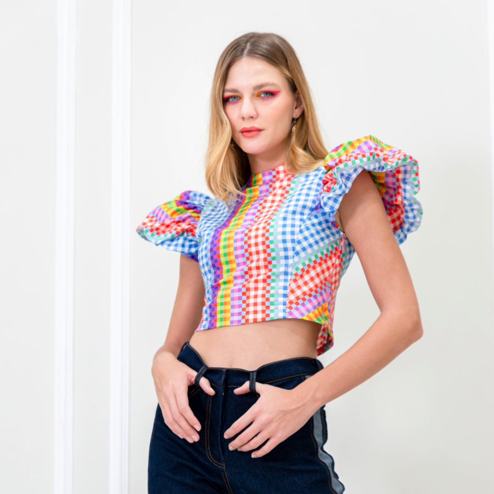 NYC Gingham Eastside Cropped Top (6832749314071)