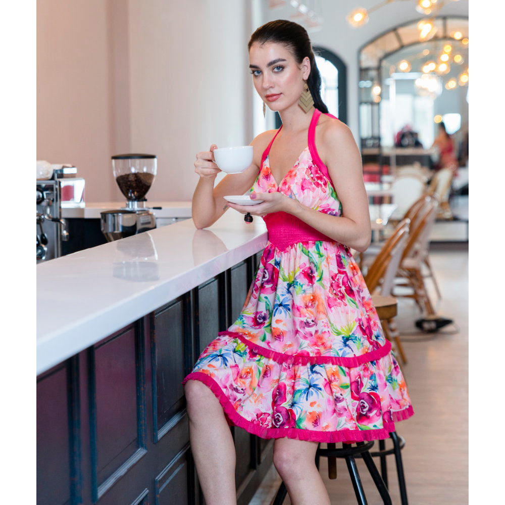 Rose Garden Alison Pink Short Dress (6760755560471)