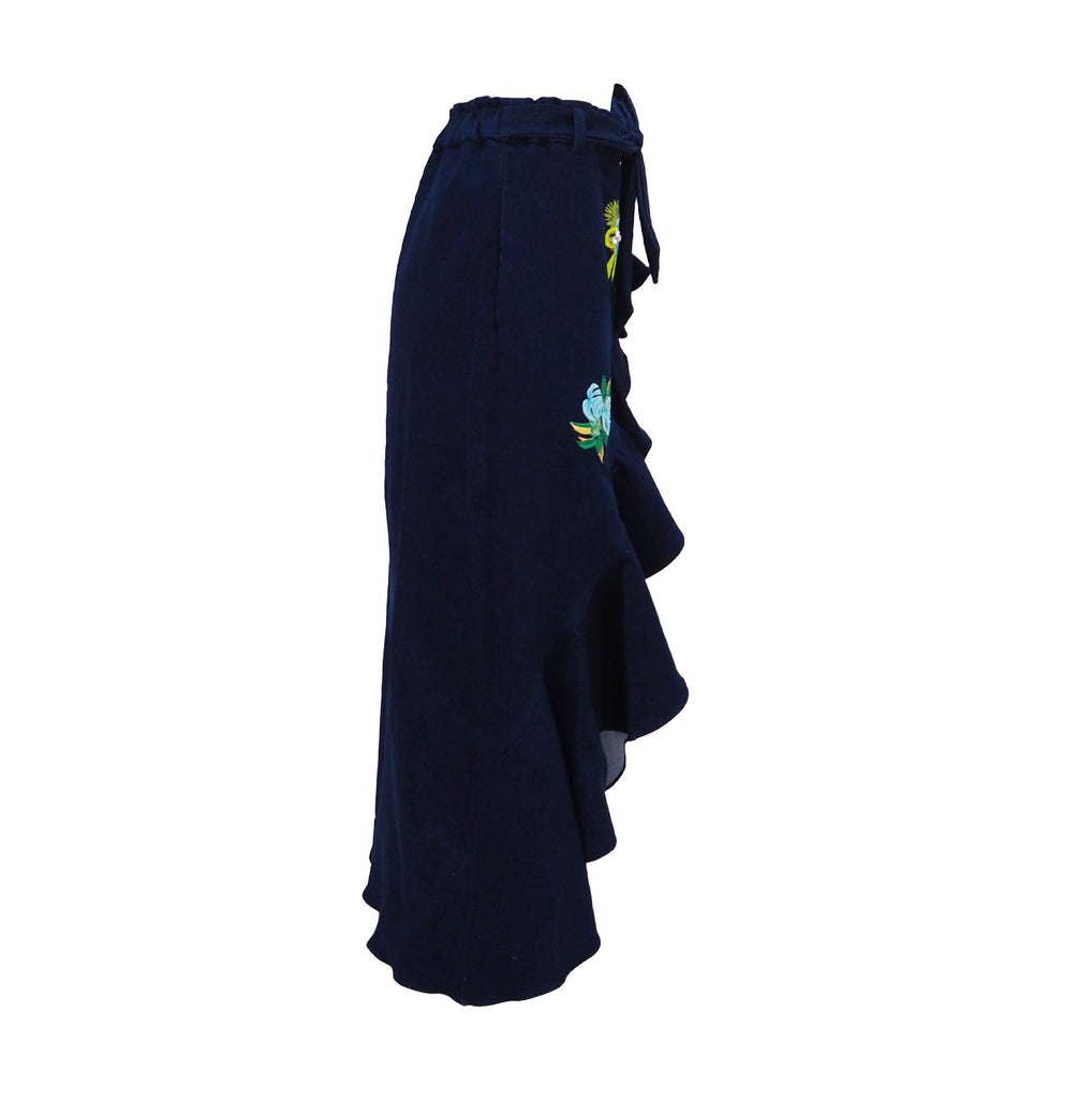 Ram Garden Kahlo Denim Skirt With Embroidery (6698162880535)