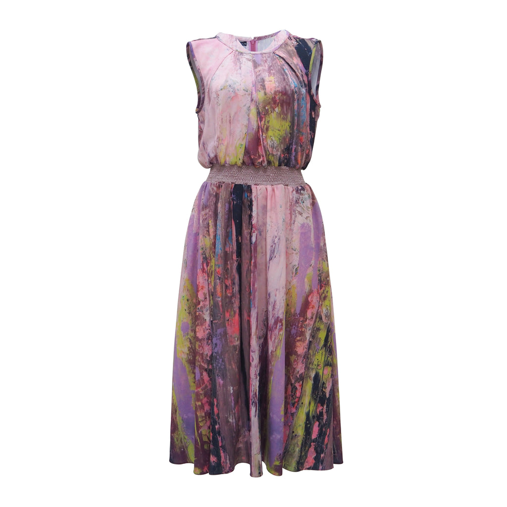 Abstract Reminiscence Summer Pink Dress (6548791066647)