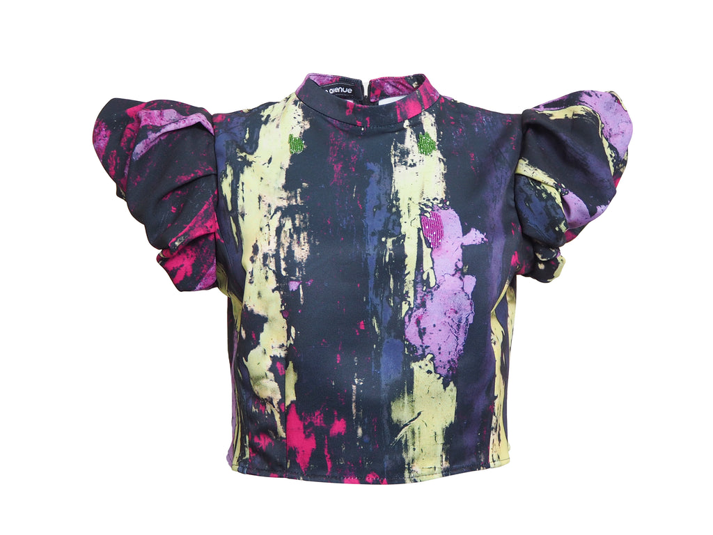 Abstract Reminiscence Eastside Cropped Black Top (6548791984151)