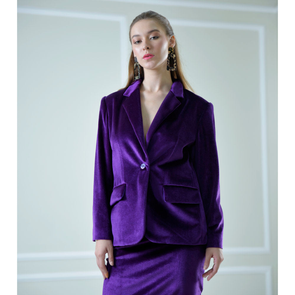 Signature Blazer in Purple Velvet (6639598829591)