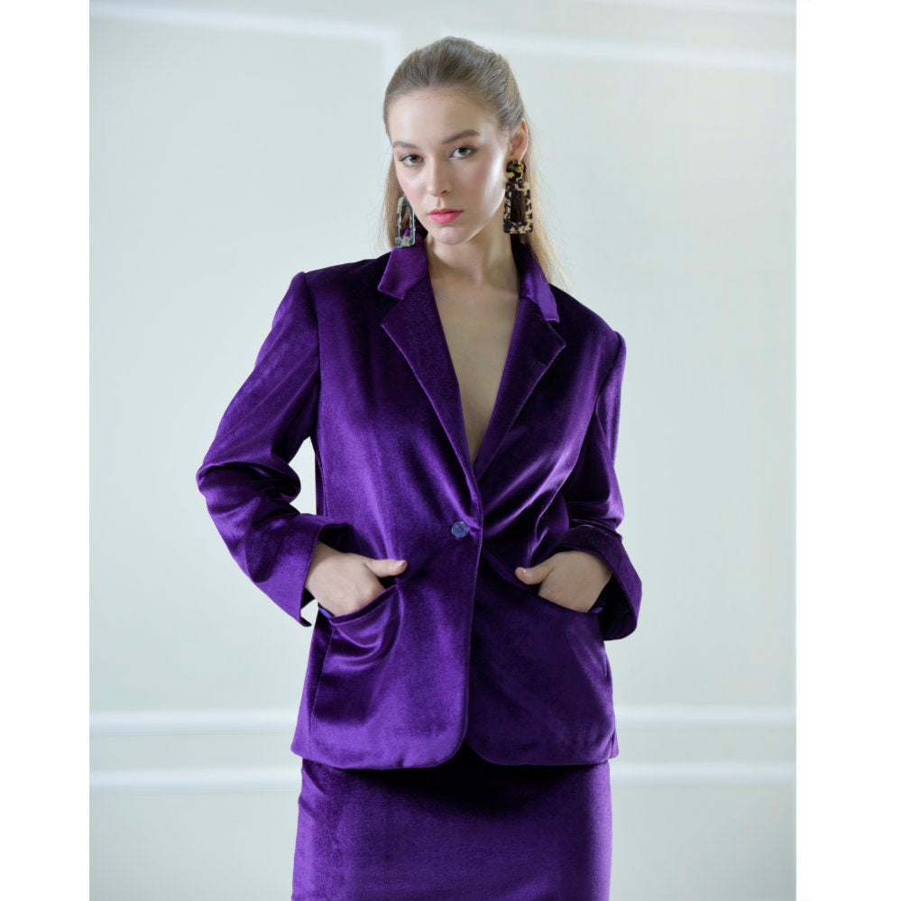 Signature Blazer in Purple Velvet (6639598829591)