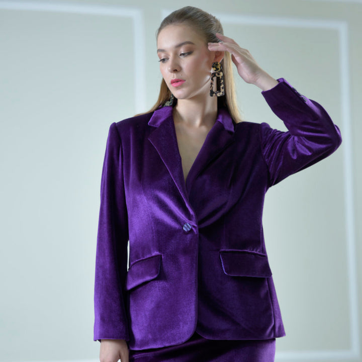 Signature Blazer in Purple Velvet (6639598829591)