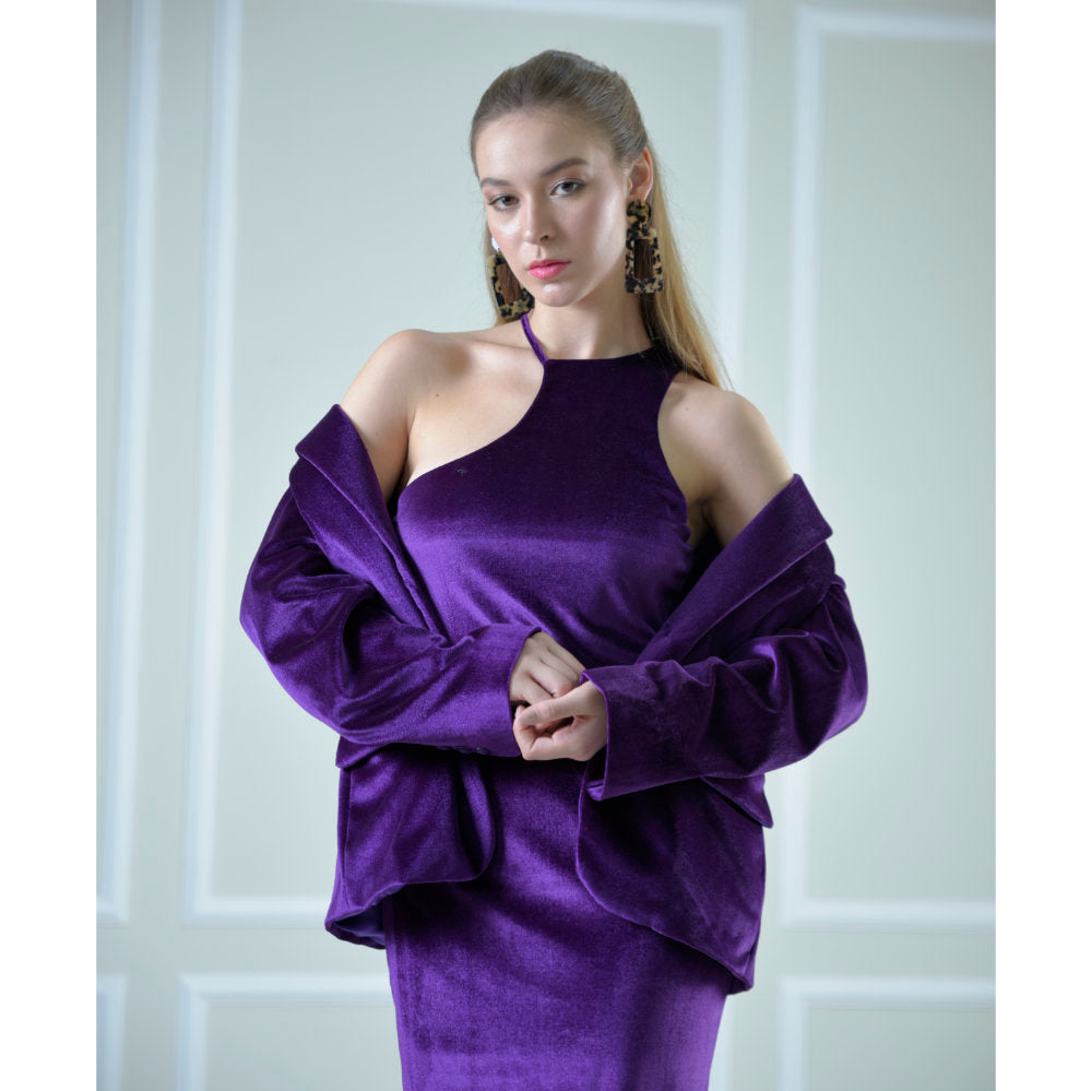 Signature Blazer in Purple Velvet (6639598829591)