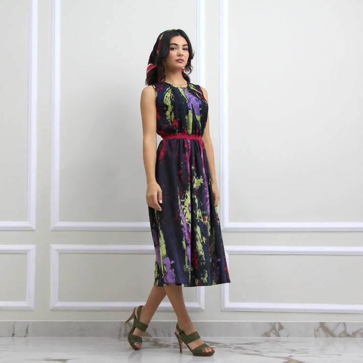 Summer Dress With Abstract Black Reminiscence (6548791558167)