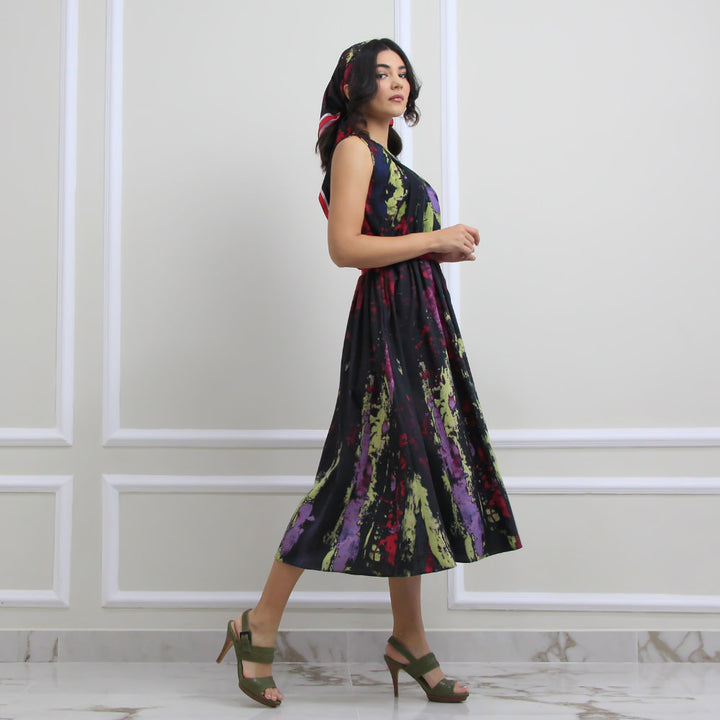 Summer Dress With Abstract Black Reminiscence (6548791558167)