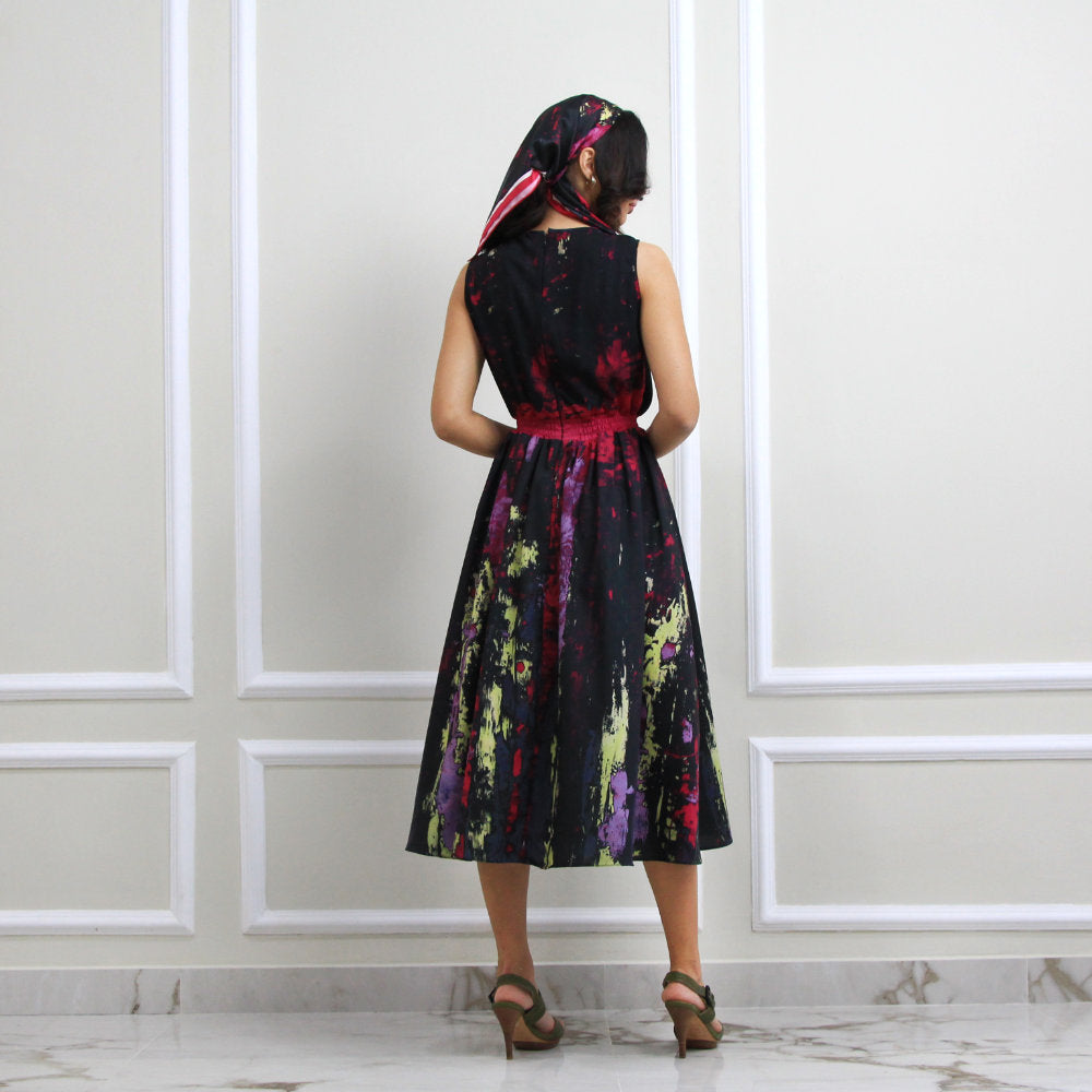 Summer Dress With Abstract Black Reminiscence (6548791558167)