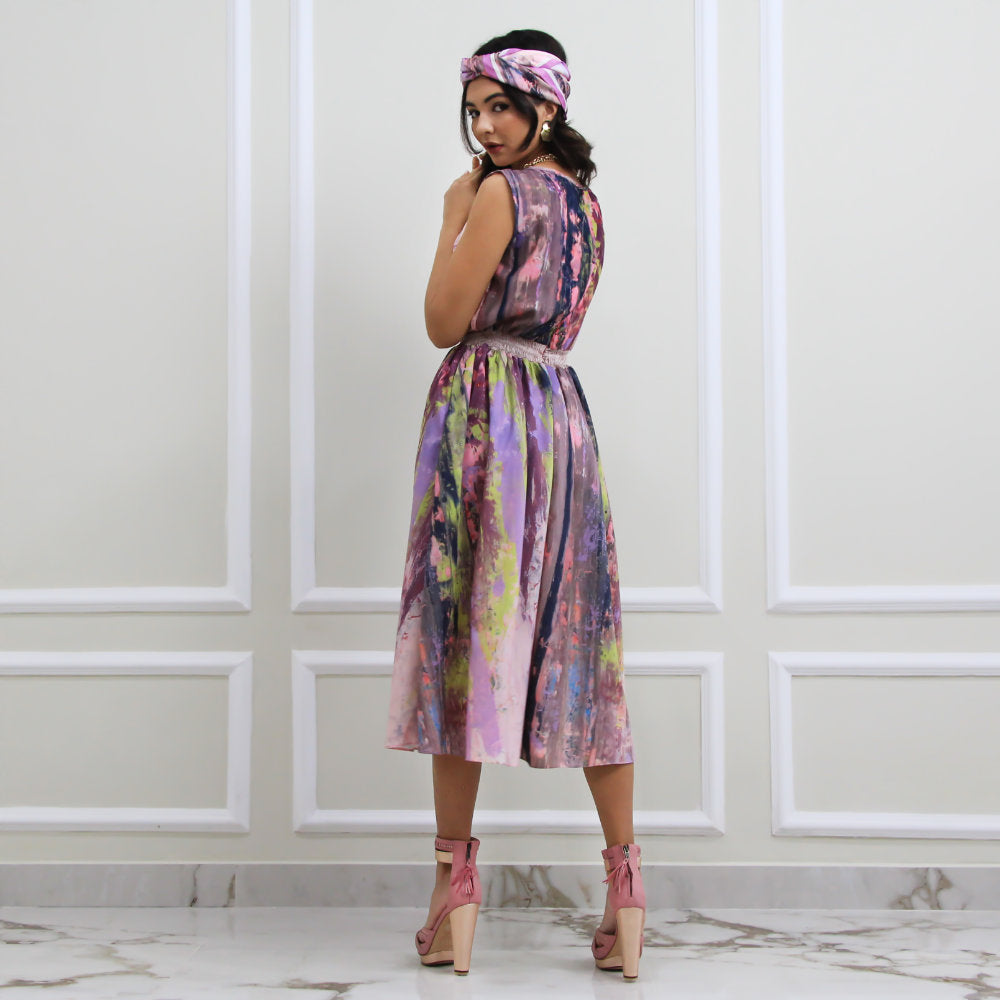 Summer Dress With Abstract Purple Reminiscence (6548791066647)