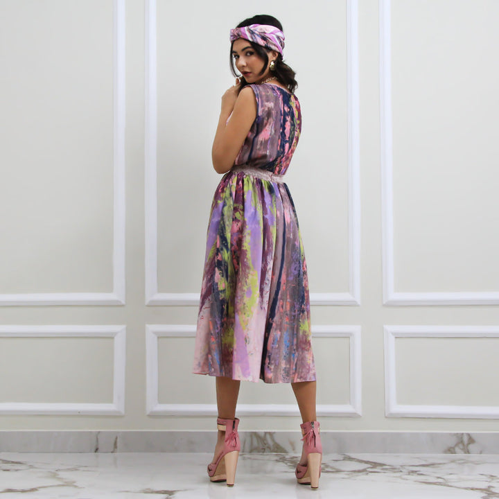 Summer Dress With Abstract Purple Reminiscence (6548791066647)