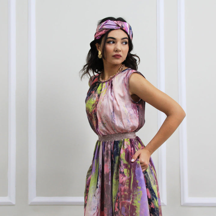 Summer Dress With Abstract Purple Reminiscence (6548791066647)