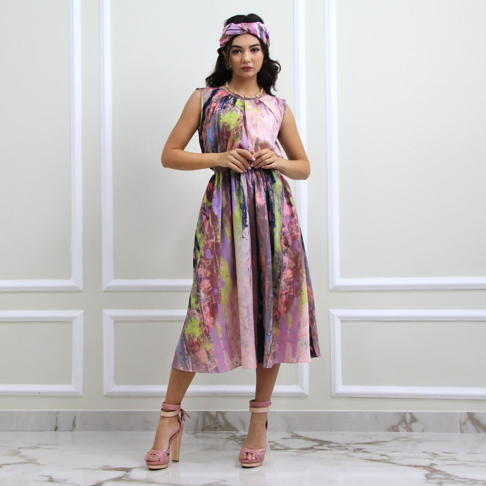 Summer Dress With Abstract Purple Reminiscence (6548791066647)